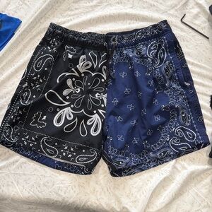 AMIRI Black & Navy Bandana Panel Athletic Shorts